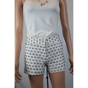 Loft Womens White &‎ Black Patterned Cotton Blend Shorts Size 2